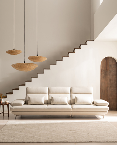 [리퍼상품]플랫 4인 콤팩트 스윙 전체 천연가죽 소파(2850)