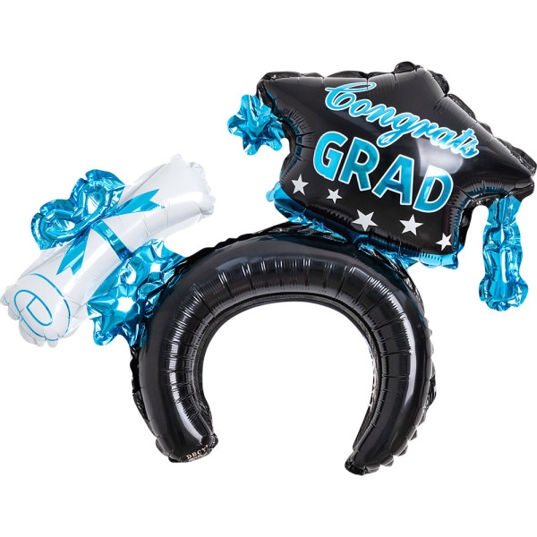 은박 졸업 학사모 풍선머리띠 블루 [10장한팩]