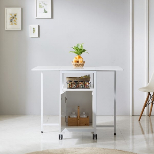 인트리 화이트철재 어반스틸 접이식 휠 식탁테이블 의자미포함 아일랜드식탁 책상대용