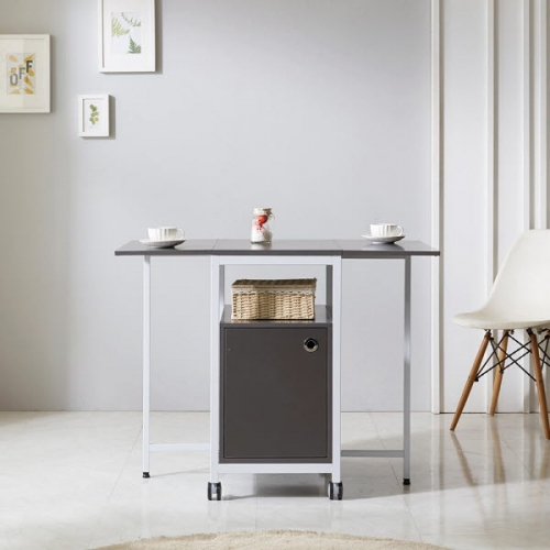 인트리 화이트철재 어반스틸 접이식 휠 식탁테이블 의자미포함 아일랜드식탁 책상대용