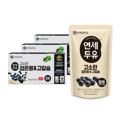 ★임직원FAMILY SALE★ 고소한 검은콩&고칼슘 두유 파우치 190ml (60팩)