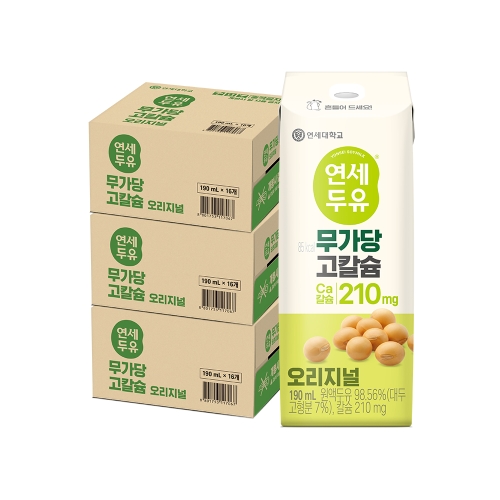 무가당 고칼슘 오리지널 두유 190ml (16팩)