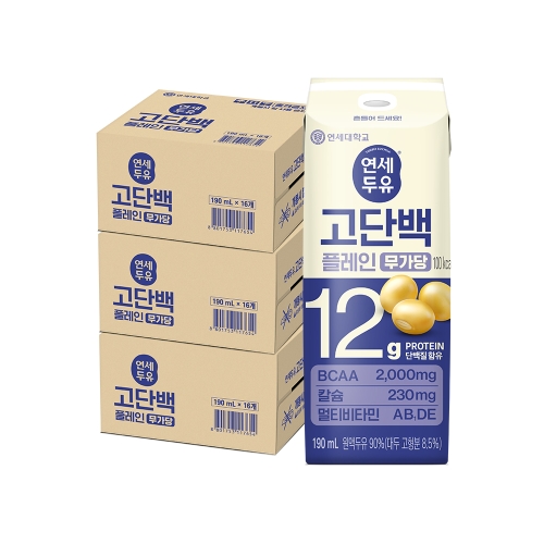 고단백 플레인 무가당 두유 190ml (48팩)