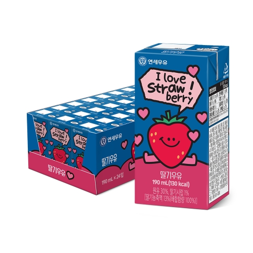 멸균 딸기맛 우유 190ml (24팩)