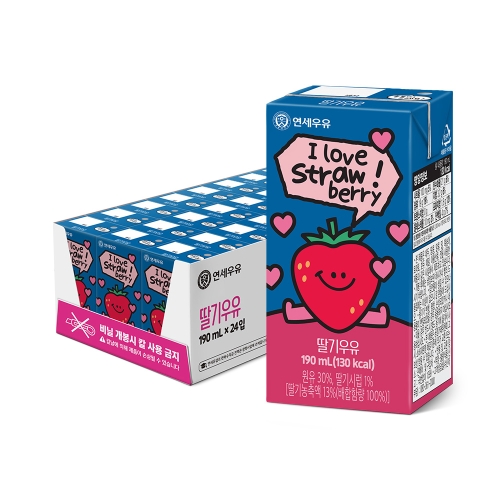 ★임박재고 할인★ 멸균 딸기맛 우유 190ml (24팩)