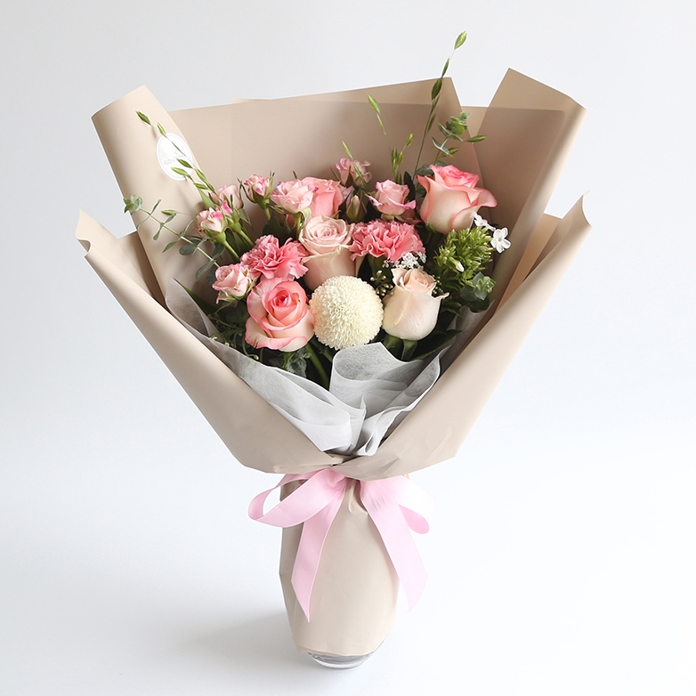 파스텔핑크 생화꽃다발