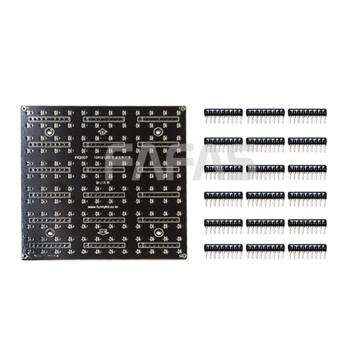 조립 전 PCB와 부품이 펼쳐진 FK2007 반제품 키트