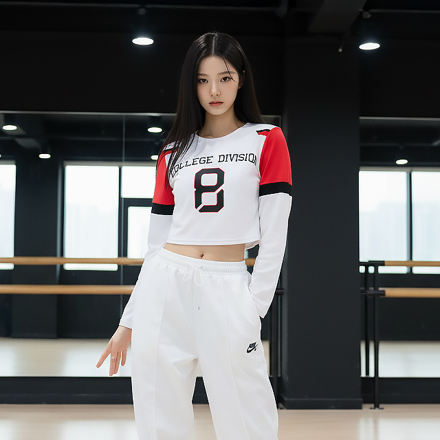 TOP(101327) 에잇배색 긴팔 크롭티