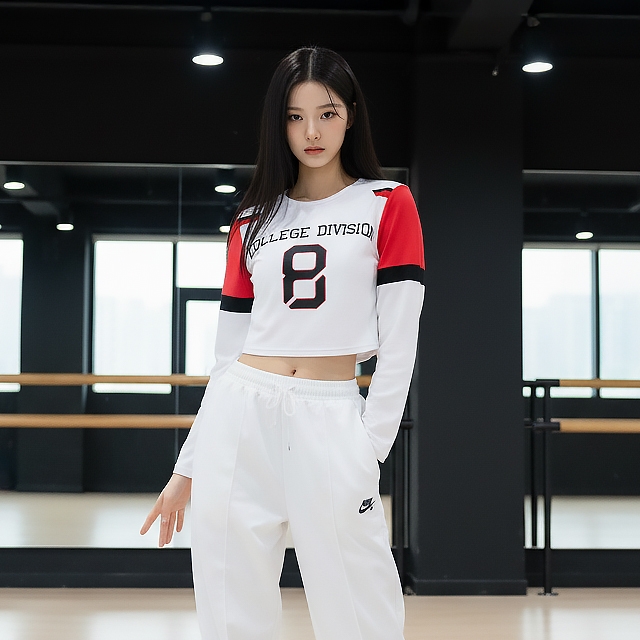TOP(101327) 에잇배색 긴팔 크롭티