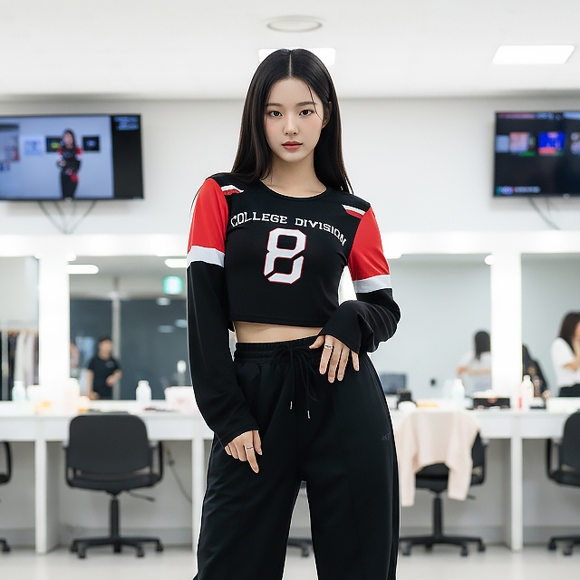 TOP(101327) 에잇배색 긴팔 크롭티