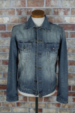 SAINT LAURENT 세인트 로랑 상어자수 슬림핏 빈티지 데님 청자켓 (가슴 95~100, 키 173~179) - o19
