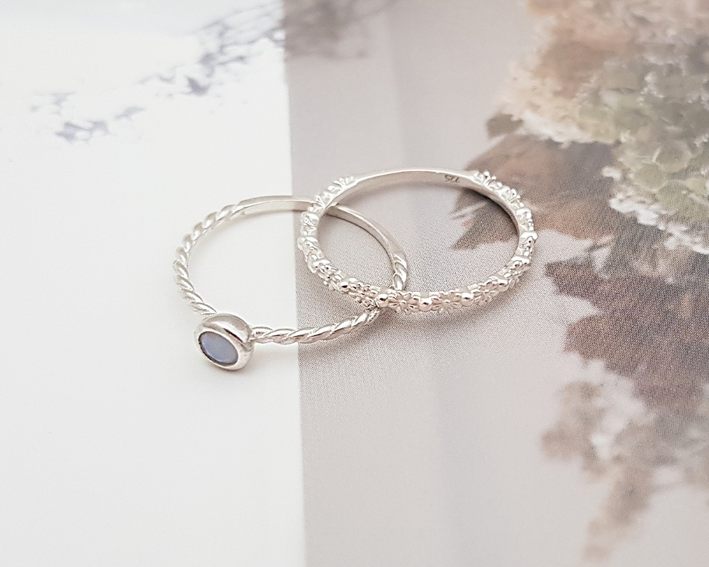 올리아 1+1 실버 레이어드 탄생석 반지(10월, 11월, 12월)