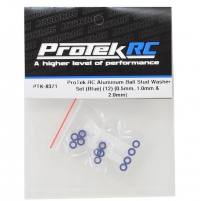 [PTK-8371] ProTek RC Aluminum Ball Stud Washer Set (Blue) (12) (0.5mm, 1.0mm & 2.0mm)