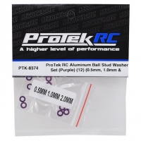 [PTK-8374] ProTek RC Aluminum Ball Stud Washer Set (Purple) (12) (0.5mm, 1.0mm & 2.0mm)