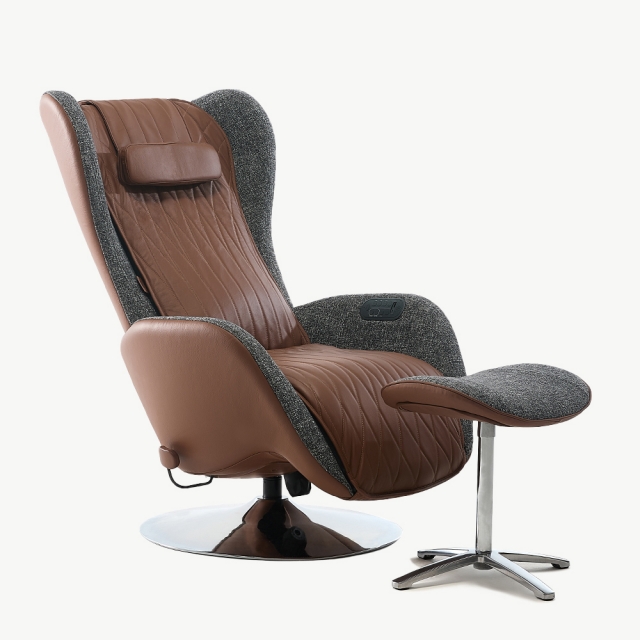 알트레스트 AL002 마사지 리클라이너 브라운 천연 소가죽 안마의자