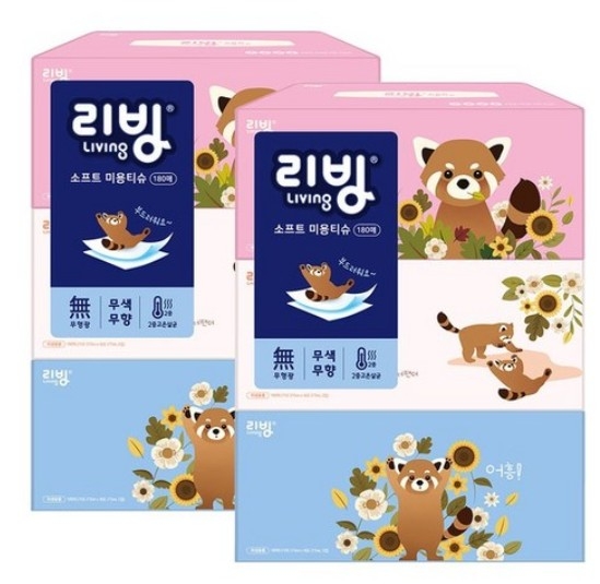 리빙각티슈 180매 2겹 6P