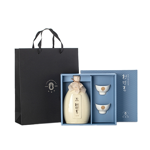 [명인 청명주] 청명주 도자기세트(아이보리) 17도 500ml