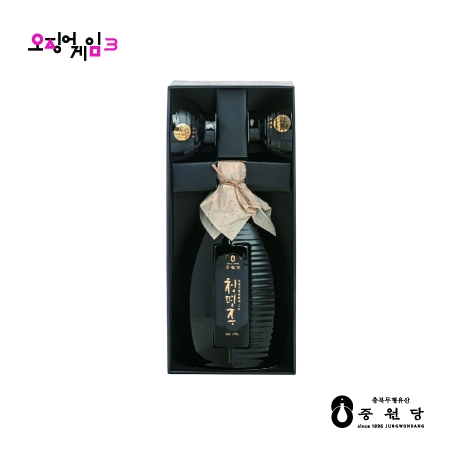 [오징어게임3 명인 청명주] 오징어게임3 제공 청명주 도자기세트(블랙) 17도 500ml