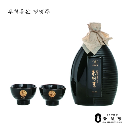 [오징어게임3 명인 청명주] 오징어게임3 제공 청명주 도자기세트(블랙) 17도 500ml