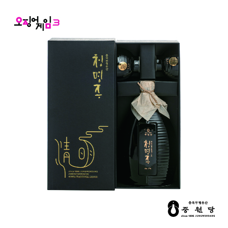 [오징어게임3 명인 청명주] 오징어게임3 제공 청명주 도자기세트(블랙) 17도 500ml