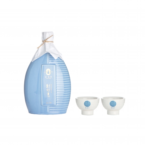 [명인 청명주] 청명주 도자기세트(블루) 17도 500ml