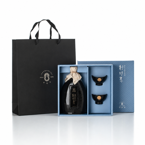 [오징어게임3 명인 청명주] 오징어게임3 제공 청명주 도자기세트(블랙) 17도 500ml