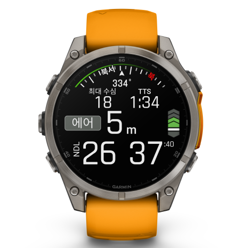 가민 피닉스 fenix 8 &ndash; 47 mm, AMOLED GPS 프리미엄 아웃도어 스마트워치 ,  레크레이션 다이빙 기능 (재고소진시 예약발송으로진행) 오렌지
