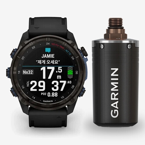 [펠리칸케이스증정]가민 Descent Mk3i &ndash; 51mm 카본 그레이 DLC 티타늄, 블랙 실리콘 밴드 + T2 트랜스미터