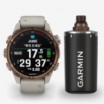 [펠리칸케이스증정]가민 Descent Mk3i &ndash; 43mm 브론즈 PVD 티타늄, 프렌치 그레이 실리콘 밴드 + T2 트랜스미터