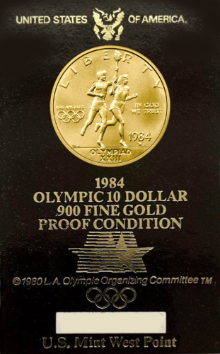 1984 LA olympics gold proof coin