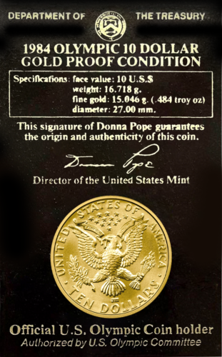 1984 LA olympics gold proof coin