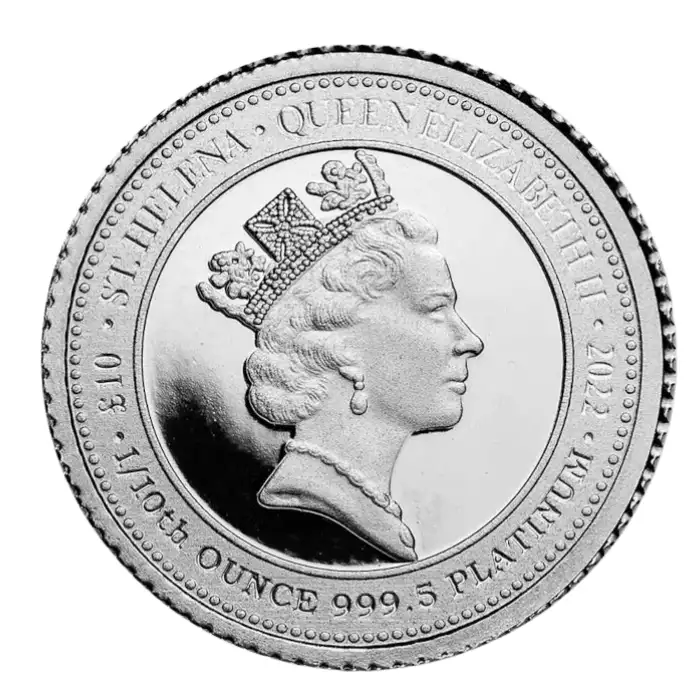 St Helena Queen's Virtues 1/10 oz Truth Platinum BU