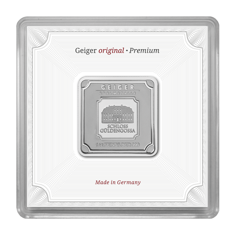 Geiger Silver original square 1 oz Minted bar