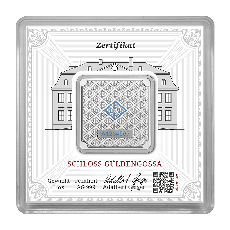 Geiger Silver original square 1 oz Minted bar