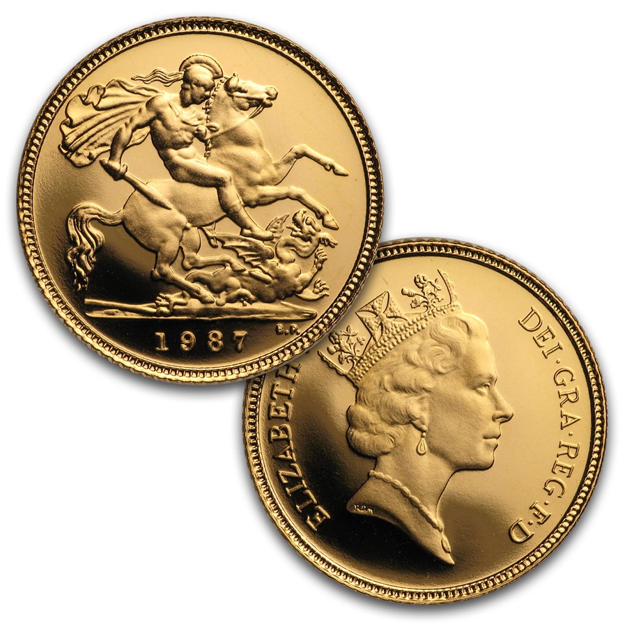 1987 Proof Great Britain Gold Sovereign 3 Coin Set
