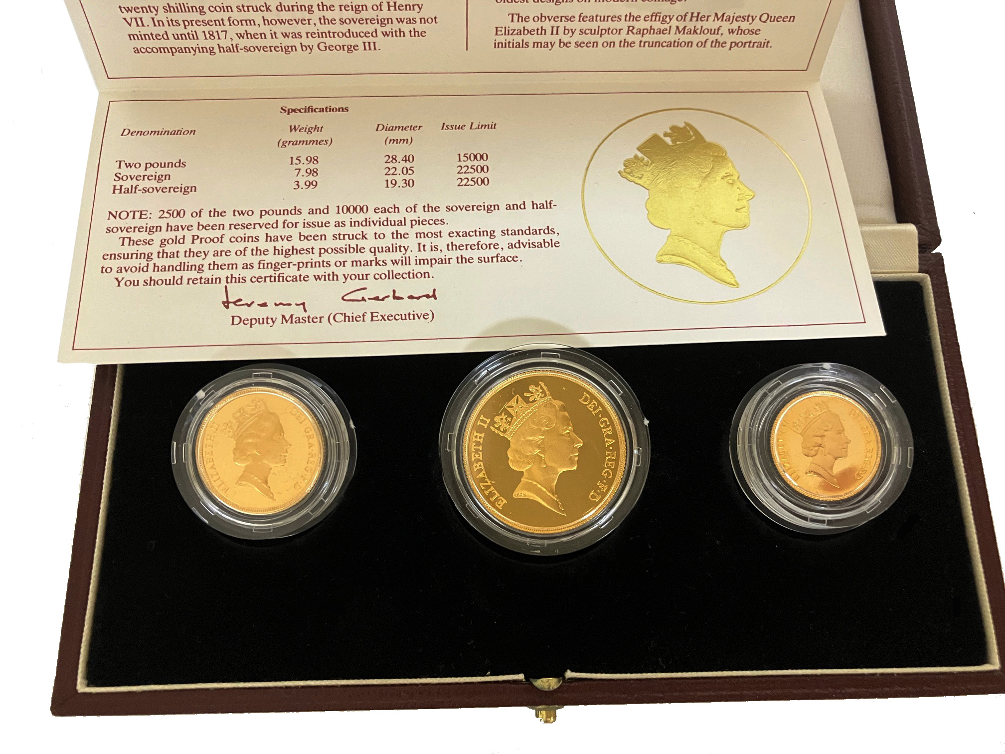 1987 Proof Great Britain Gold Sovereign 3 Coin Set