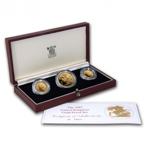 1987 Proof Great Britain Gold Sovereign 3 Coin Set