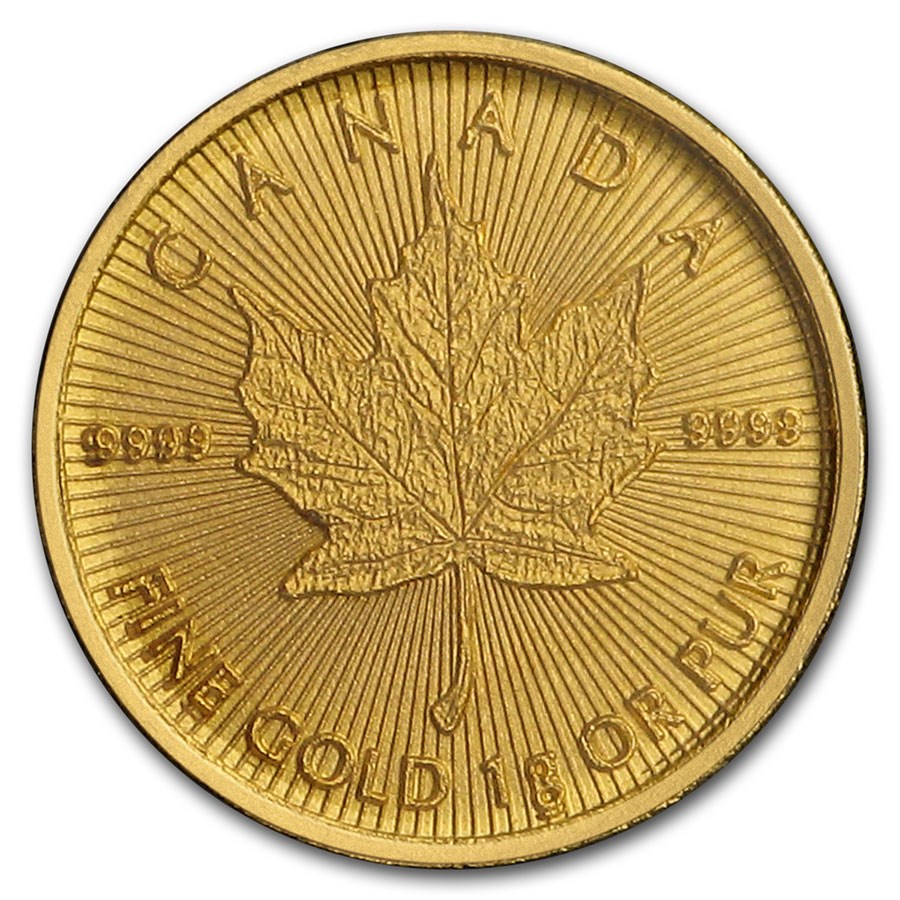 Random Year Maple Leafs 1 gram Gold coin from Maplegram25 (In Assay)