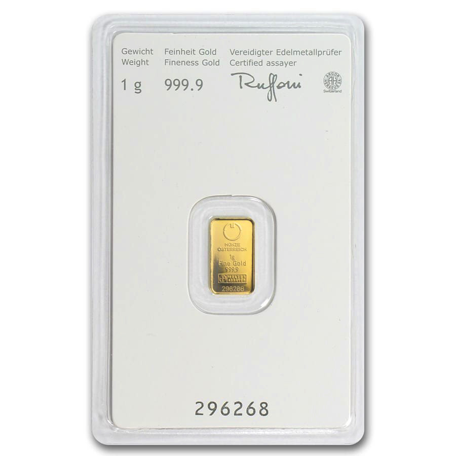 Austrian Mint Gold 1 gram kinebar