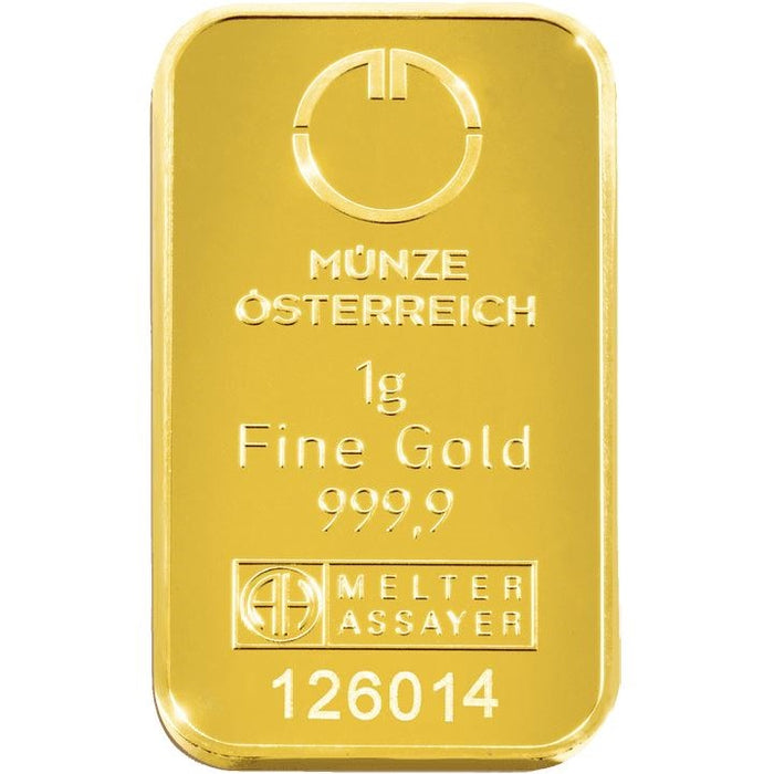 Austrian Mint Gold 1 gram kinebar