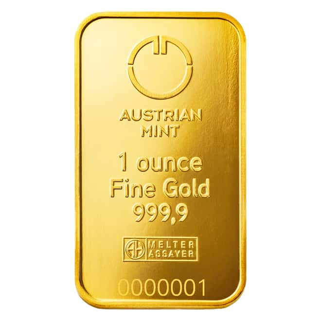 Austrian Mint Gold 1 oz musical score Minted bar