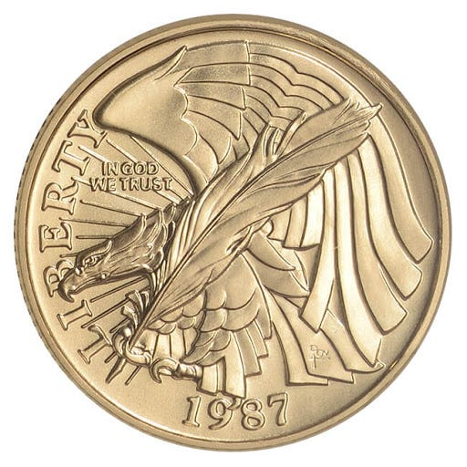 1987 U.S. Constitution Bicentennial Cold Coin
