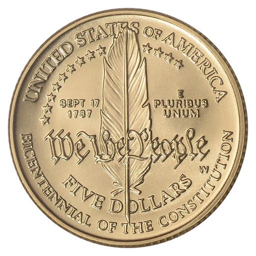 1987 U.S. Constitution Bicentennial Cold Coin