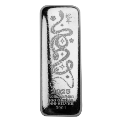 Scottsdale Lunar series 100g Snake Silver Cast Bar
