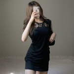 여성 블랙 시스루 민소매 미니 원피스