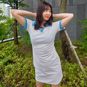 배색 슬림핏 캐주얼 미니원피스