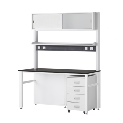 [EM-ST 4100 Series] 상부장형 벽면실험대 / EUM (1단시약대, 상부장, 1구 콘센트 4ea, 이동서랍 1ea)