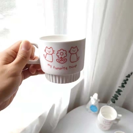 애옹이 2종 커피머그잔 귀여운 머그컵 세라믹컵 아메리카노잔 300ml