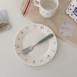 살구 노랑 접시 플레이팅접시 디저트 예쁜그릇 20cm