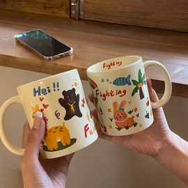 동물원 귀여운 토끼 기린 곰 캐릭터 머그잔 세라믹컵 360ml